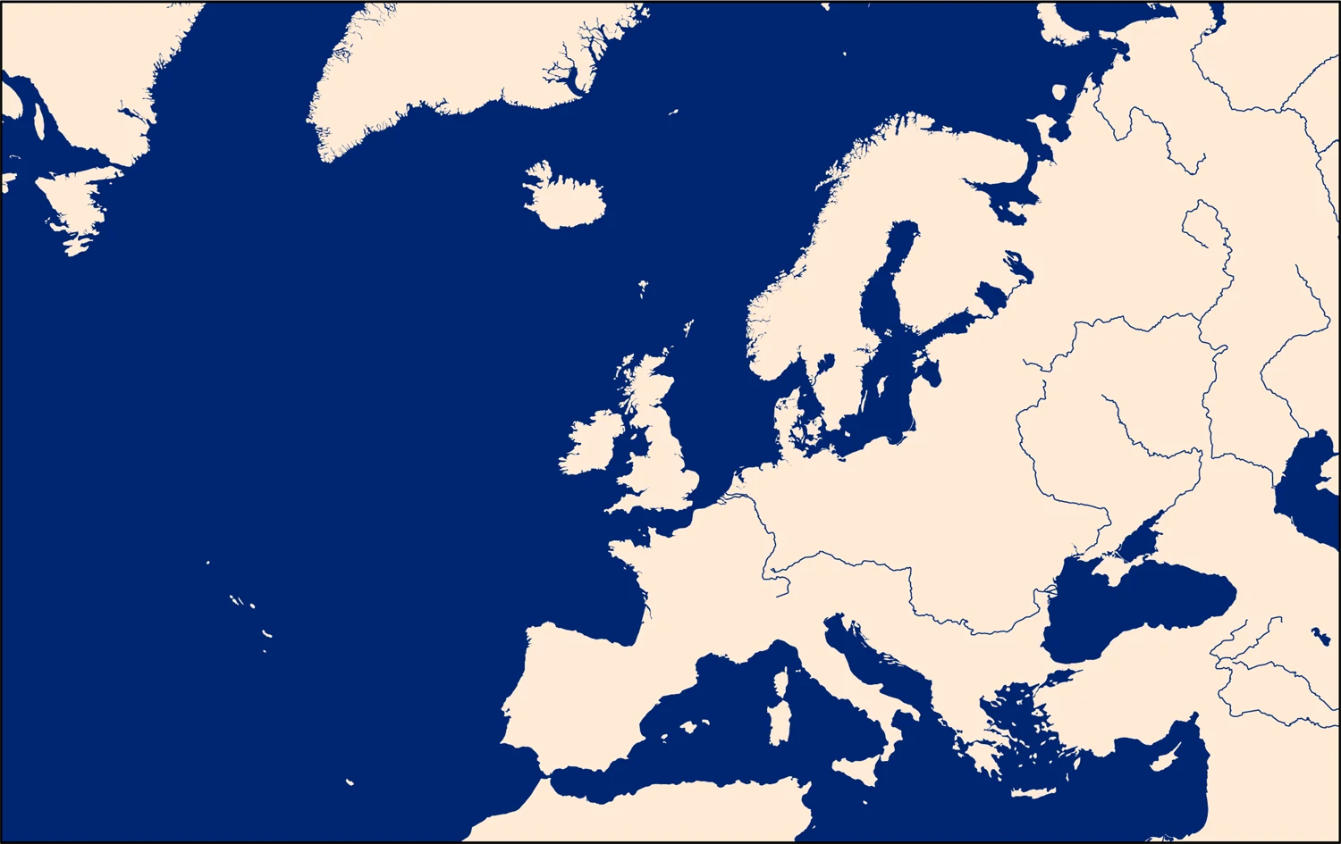 Map of Iceland, Europe and the North Atlantic