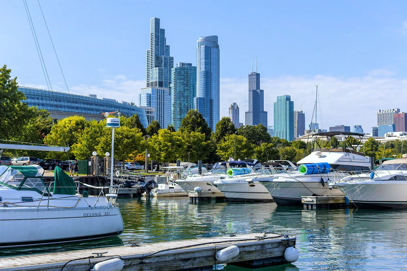 Chicago's skyline rising above Lake Michigan