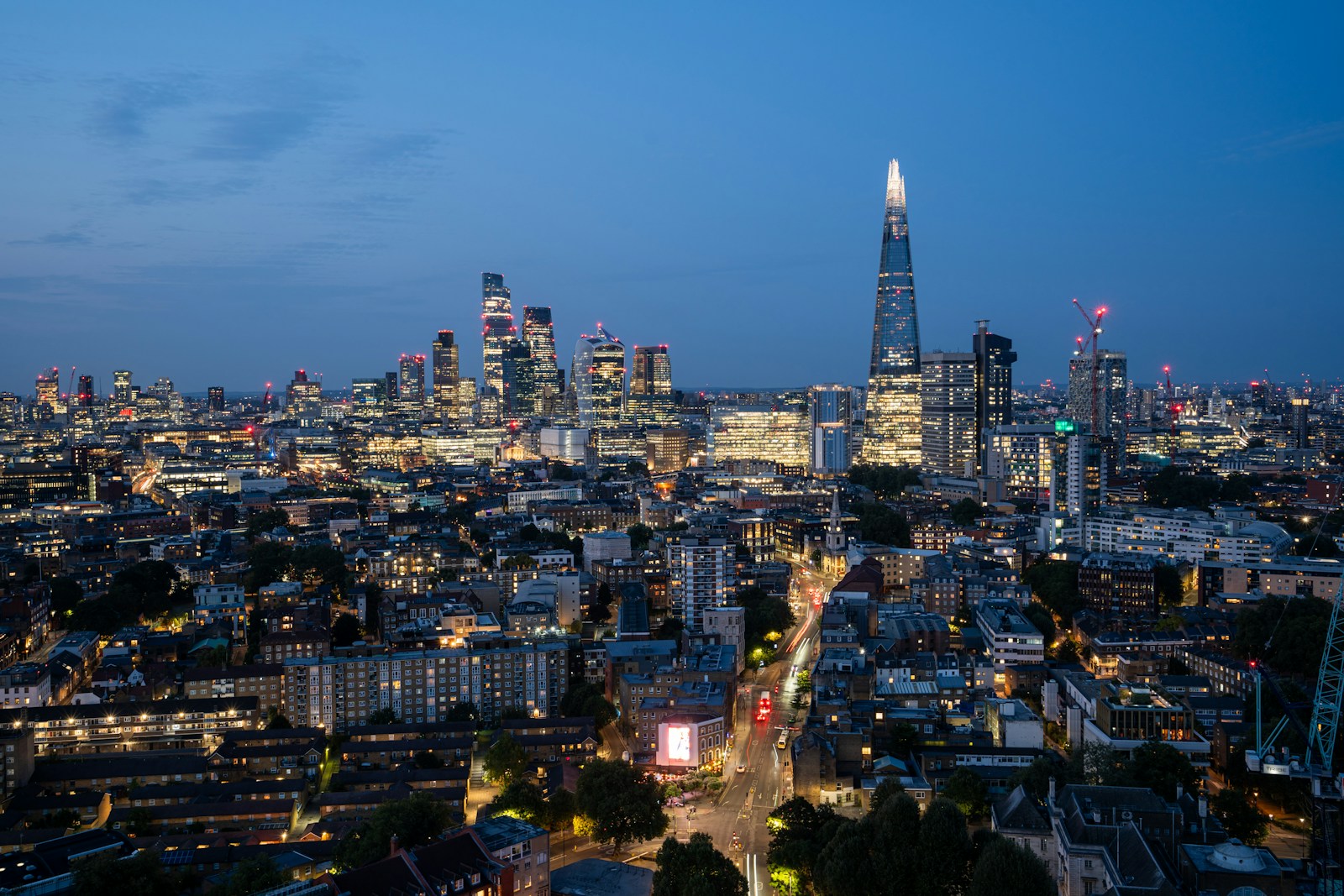 London skyline at blue hour